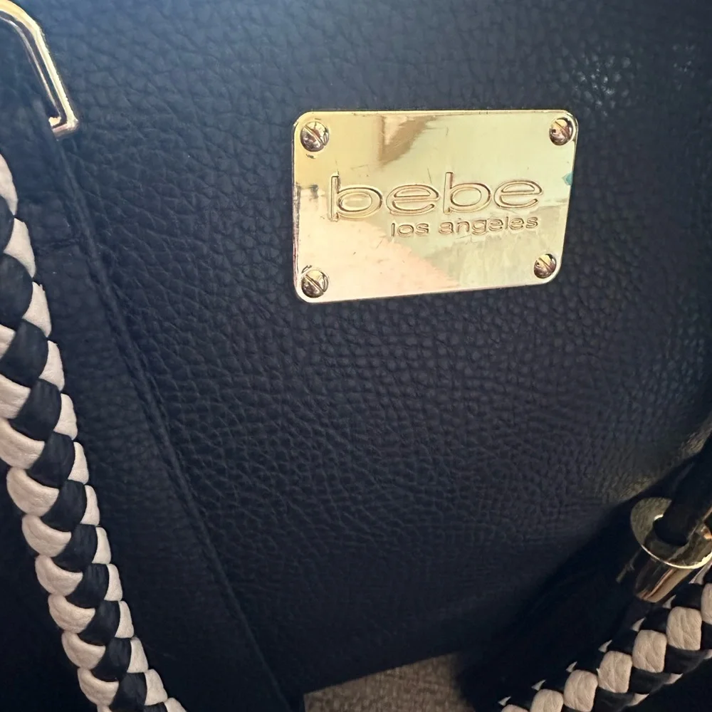bebe Shoulder Bag or Satchel‎ with Braided White & Black Handles
